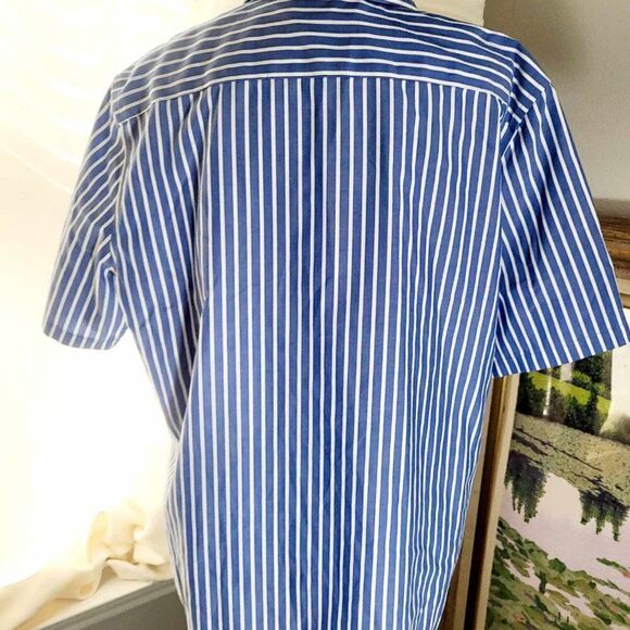 Easy Care Cotton Stripe Print Point collar Short sleeve Button Front shirt Size - Picture 8 of 14